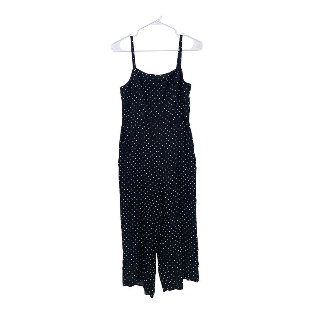 Old Navy Women Polkadot Black Jumpsuit Smocked Back Pockets Size L